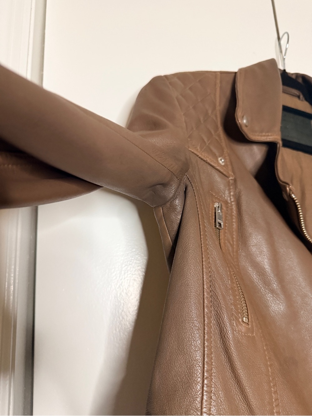 AllSaints Cropped Cargo Leather Biker Jacket - Picture 9 of 10